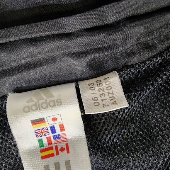 Adidas Womens Windbreaker Track Pant Black Large Training Warm Up 3 Stripe Y2K - Picture 10 of 13